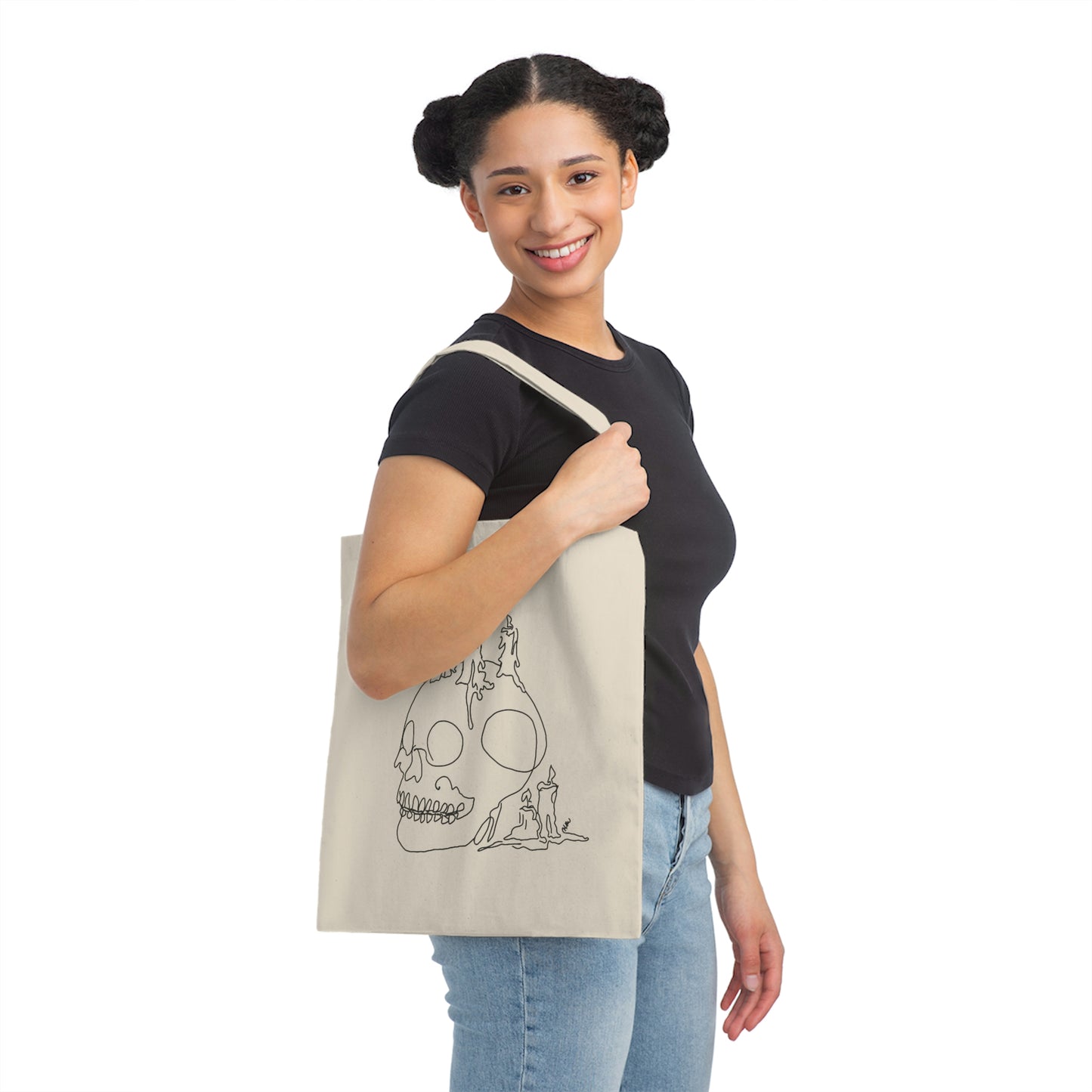 Spooky Minimalist Skull Art Tote