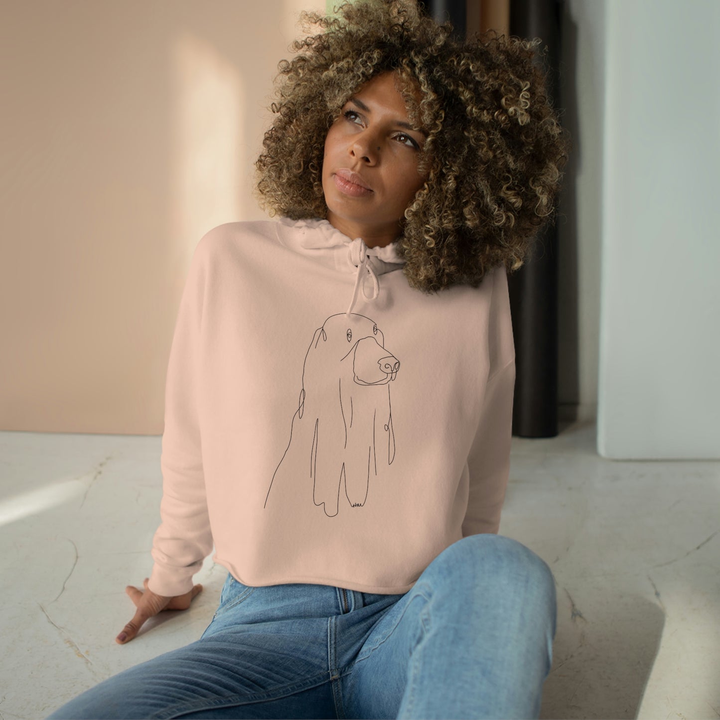 Spooky Minimalist Boowow Art Crop Hoodie